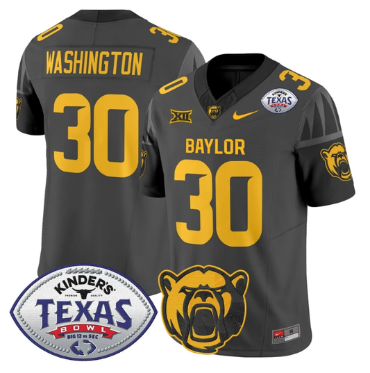 Bryson Washington Jersey #30 Baylor Bears 2024 Texas Bowl Football Stitched Black by NCAA Football Jersey