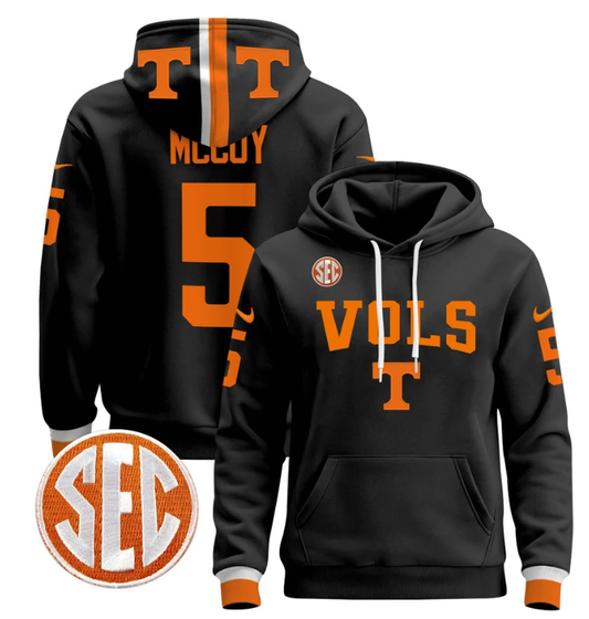 Bru McCoy Hoodie #5 Tennessee Vols 2024 Pullover V3 Stitched Black by Hoodie Pullover