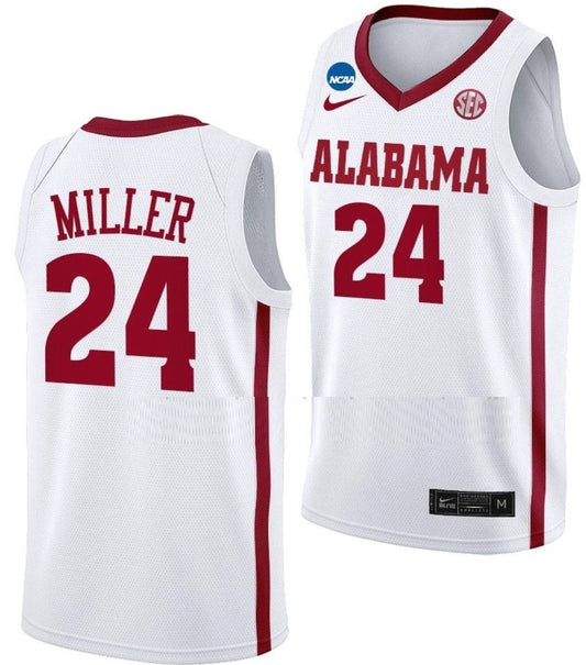 Brandon Miller Jersey Alabama Crimson Tide College Basketball 2023 NCAA March Madness White #24 by My store basketball