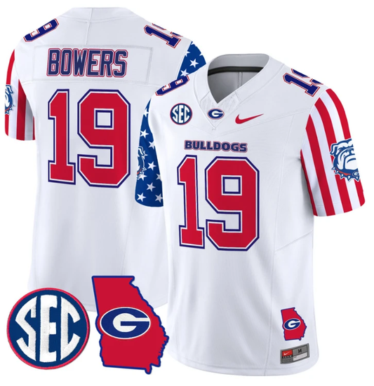 Brock Bowers Jersey #19 Georgia Bulldogs American Style Vapor Limited Football Stitched White by My Store