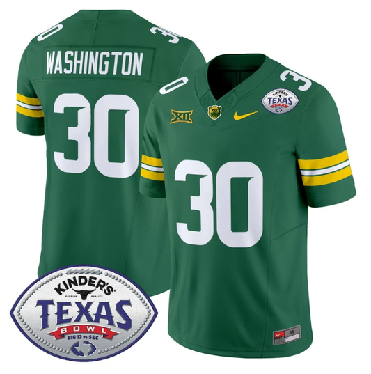 Bryson Washington Jersey #30 Baylor Bears 2024 Texas Bowl Football Green by NCAA Football Jersey