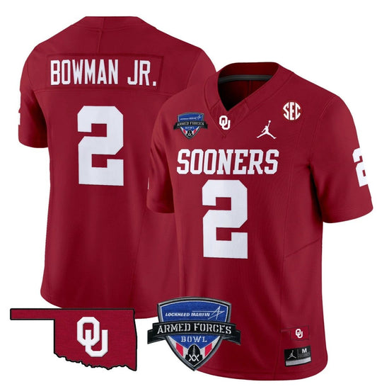 Billy Bowman Jr Jersey #2 Oklahoma Sooners 2025 Armed Forces Bowl Patch Red by My Store