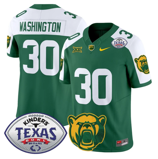 Bryson Washington Jersey #30 Baylor Bears 2024 Texas Bowl Football Green Alternate by NCAA Football Jersey