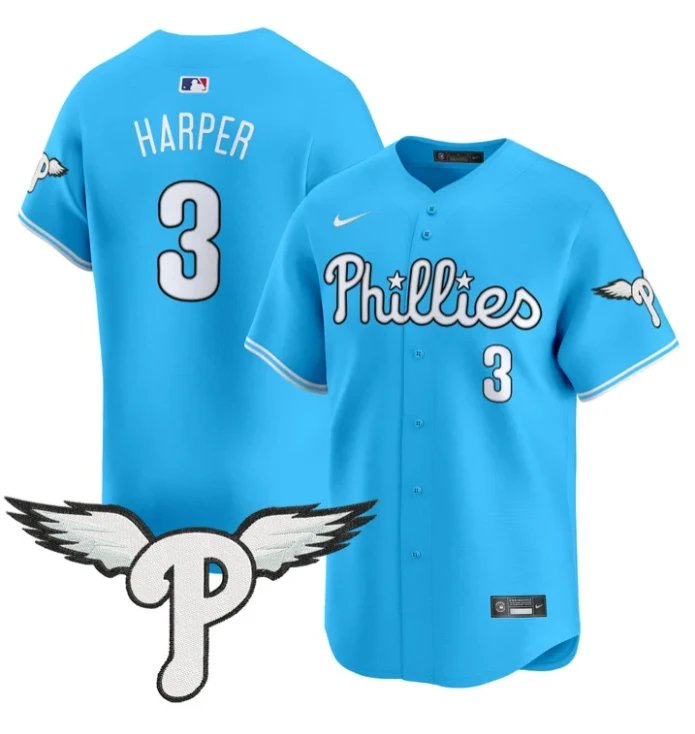 Bryce Harper Jersey #3 Philadelphia Phillies 2025 Vapor Premier Limited Stitched Light Blue by My Store