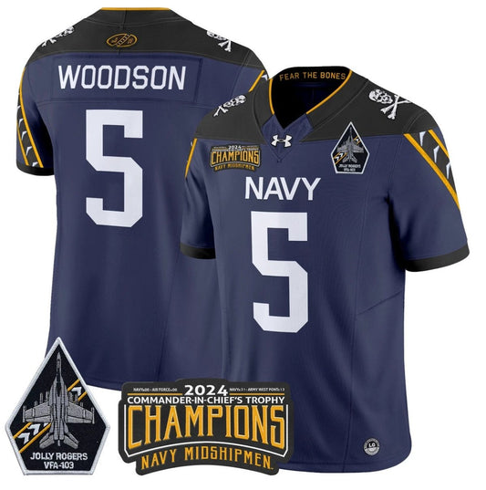 Braxton Woodson Jersey #5 Navy Midshipmen Commander-in-chief's Trophy Navy by NCAA Football Jersey