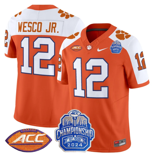 Bryant Wesco Jr Jersey #12 Clemson Tigers 2024 ACC Championship Orange Alternate by My Store