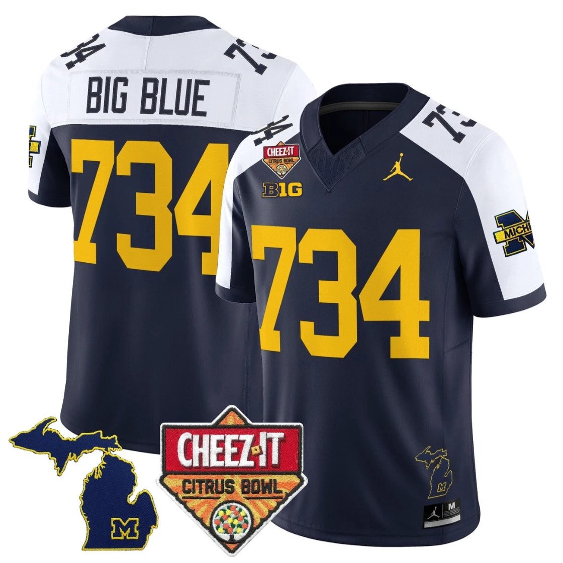Big Blue Jersey #734 Michigan Wolverines 2025 Cheez-It Citrus Bowl by My Store NCAA Football Jerseys