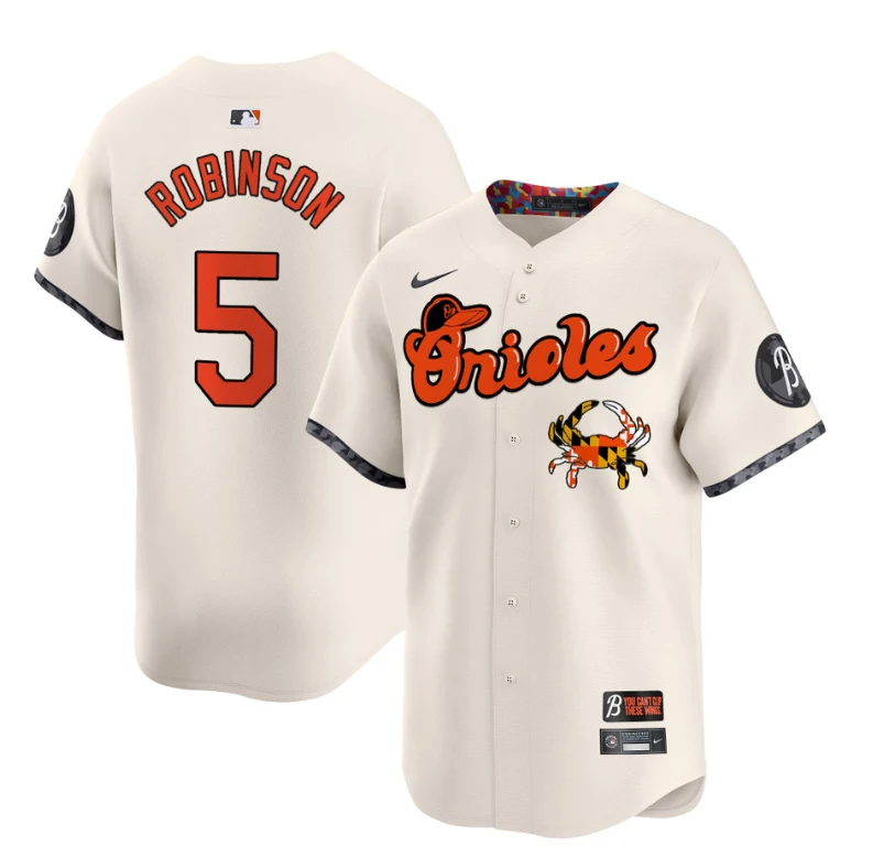 Brooks Robinson Jersey #5 Baltimore Orioles Maryland Blue Crab Vapor Stitched Cream by My Store