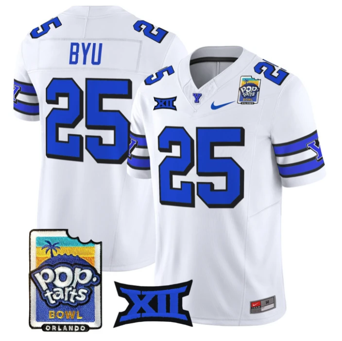 BYU Jersey #25 BYU Cougars 2025 Pop-Tarts Patch Vapor Limited Stitched 1996 Throwback by NCAA Football Jersey