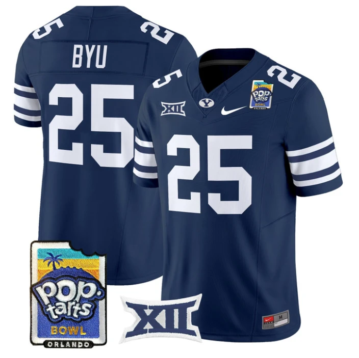 BYU Jersey #25 BYU Cougars 2025 Pop-Tarts Patch Vapor Limited Stitched Navy by NCAA Football Jersey