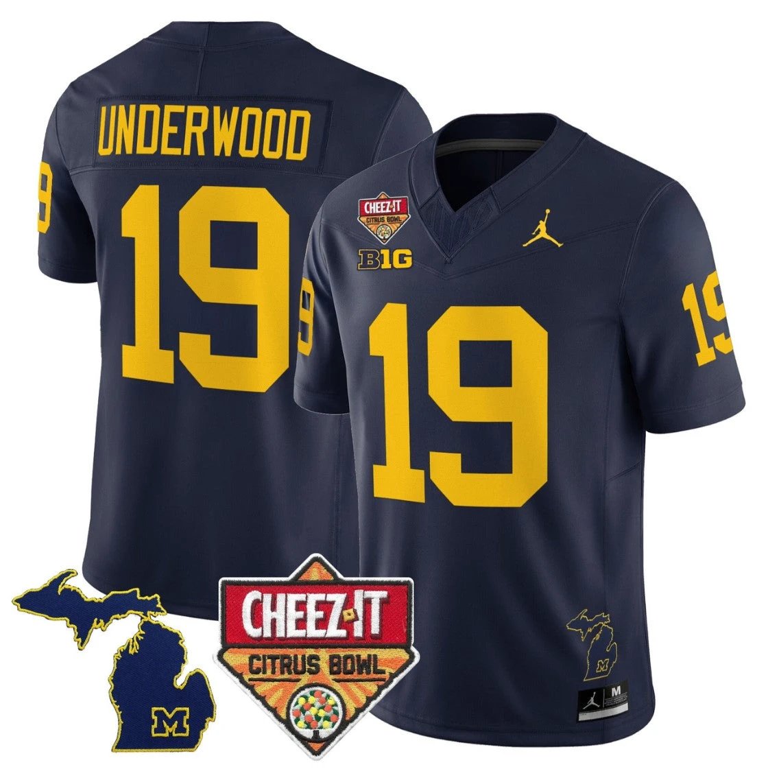 Bryce Underwood Jersey #19 Michigan Wolverines 2025 Cheez-It Citrus Bowl by My Store NCAA Football Jerseys