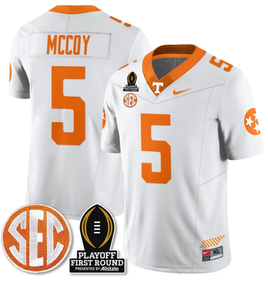 Bru McCoy Jersey #5 Tennessee Vols Playoff First Round Patch White by NCAA Football Jersey
