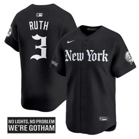 Babe Ruth Jersey #3 New York Yankees Gothic Legacy Edition Vapor Premier Stitched Black by My Store