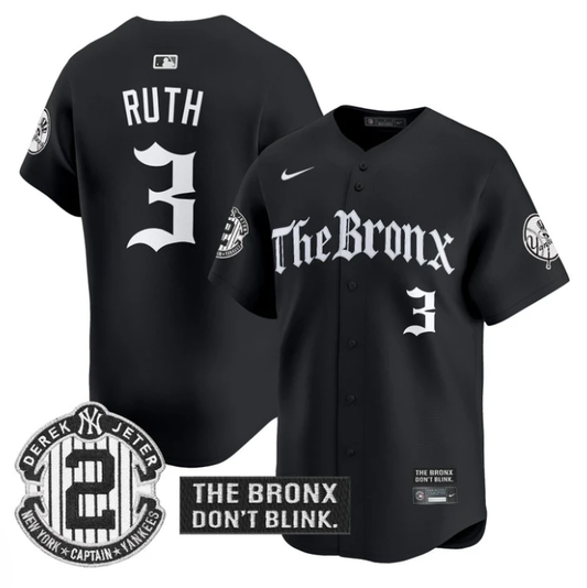 Babe Ruth Jersey #3 Yankees The Bronx Gothic Ink Drop Edition Stitched Black by My Store