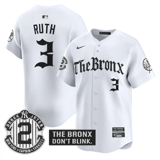 Babe Ruth Jersey #3 Yankees The Bronx Gothic Ink Drop Edition Stitched White by My Store