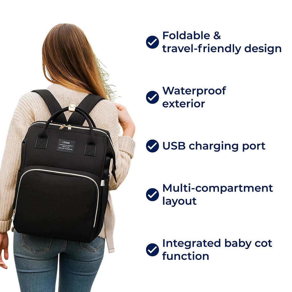 BabyVoyage | Foldable Baby Travel Cot – Waterproof Design – USB Charging Port – Ideal for On-the-Go Parents Bowlift by Bowlift