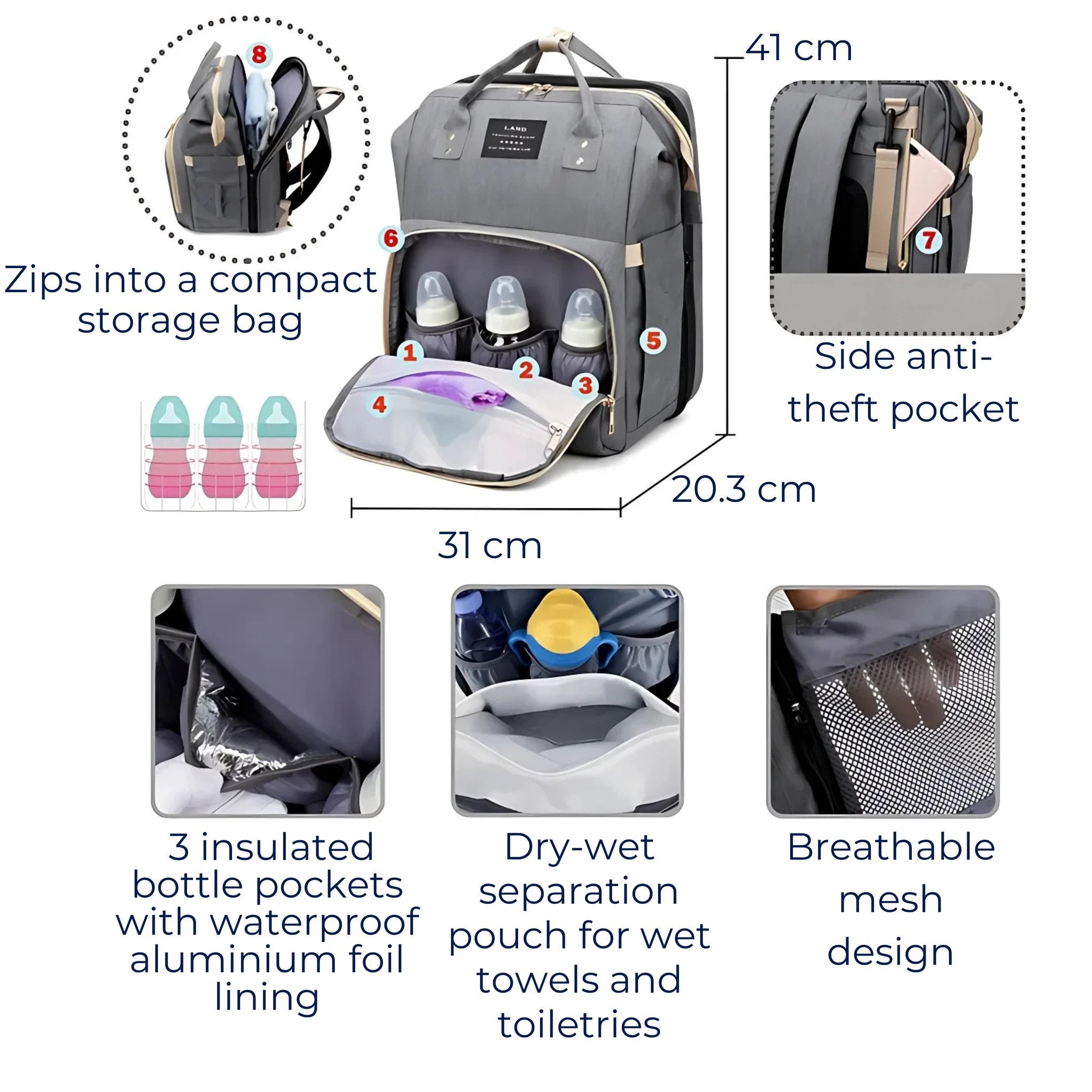 BabyVoyage | Foldable Baby Travel Cot – Waterproof Design – USB Charging Port – Ideal for On-the-Go Parents Bowlift by Bowlift