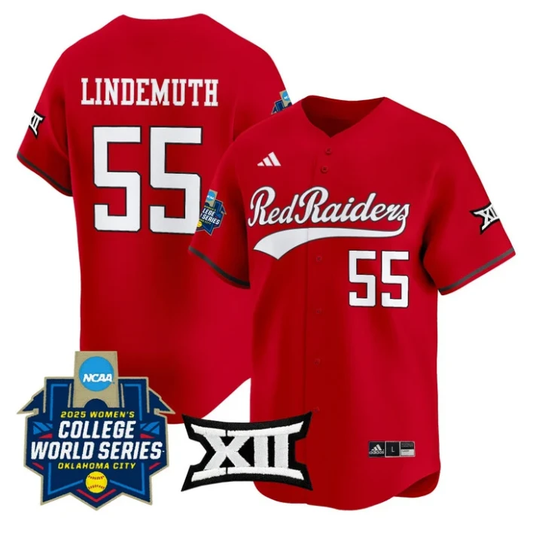 Bailey Lindemuth Jersey #55 Texas Tech Softball 2025 World Series Stitched Red by My Store
