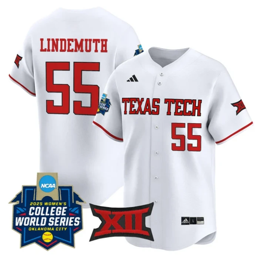 Bailey Lindemuth Jersey #55 Texas Tech Softball 2025 World Series Stitched White by My Store
