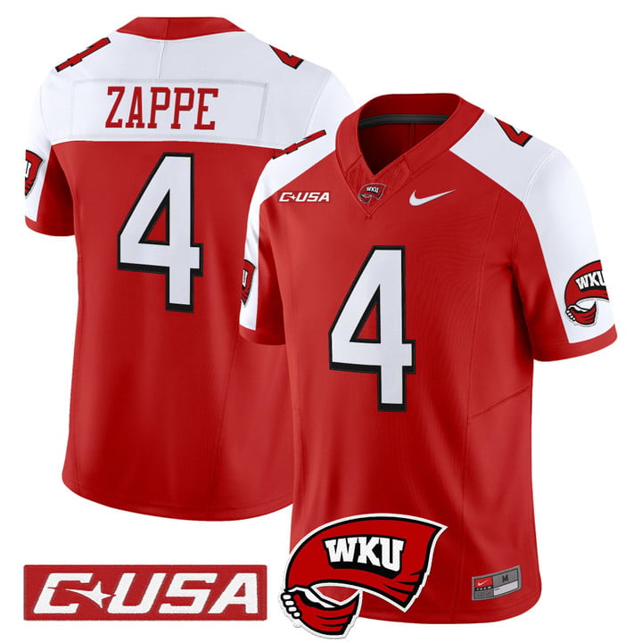 Bailey Zappe Jersey #4 Western Kentucky Hilltoppers 2025 Stitched by My Store NCAA Football Jerseys