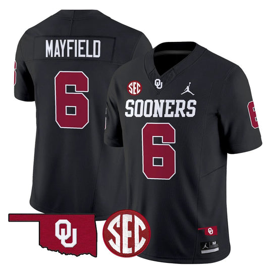 Baker Mayfield Jersey #6 Oklahoma Sooners 2025 Limited Stitched Crimson by My Store NCAA Football Jerseys