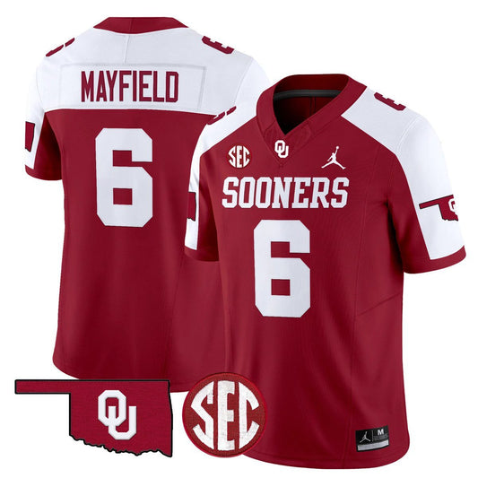 Baker Mayfield Jersey #6 Oklahoma Sooners 2025 Limited Stitched Alternate by My Store NCAA Football Jerseys