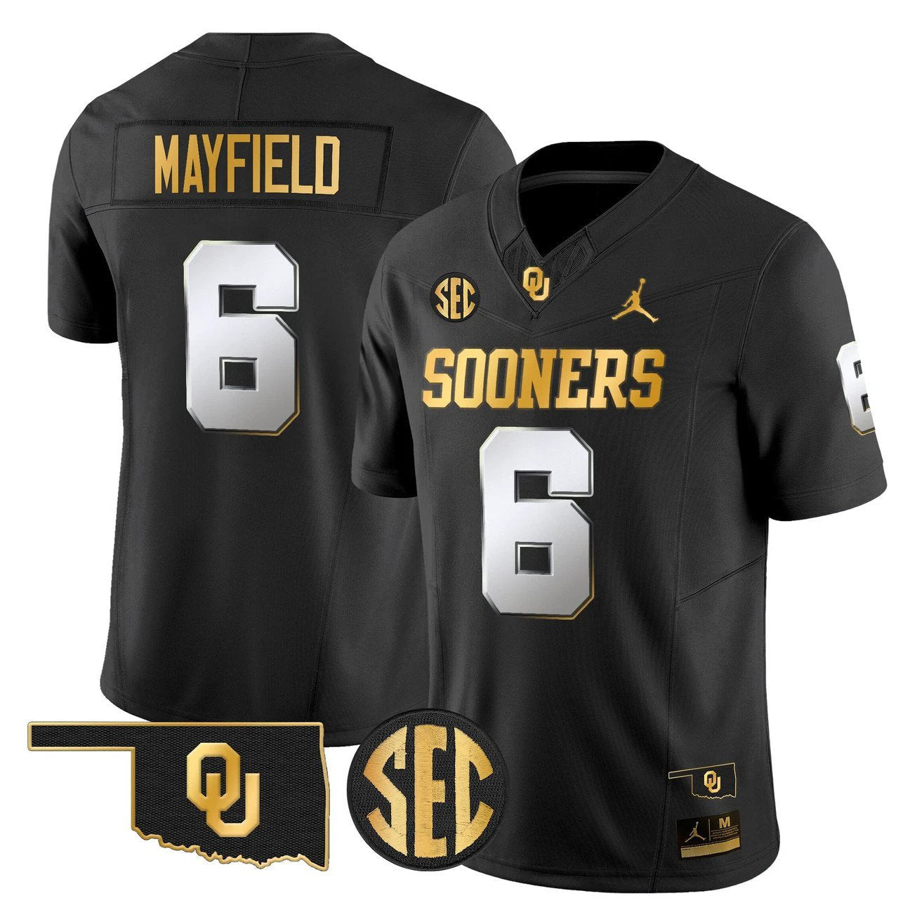 Baker Mayfield Jersey #6 Oklahoma Sooners 2025 Gold Limited Stitched by My Store NCAA Football Jerseys