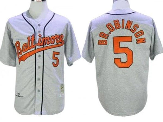 Baltimore Orioles #5 Brooks Robinson Gray Throwback Jersey by My Store