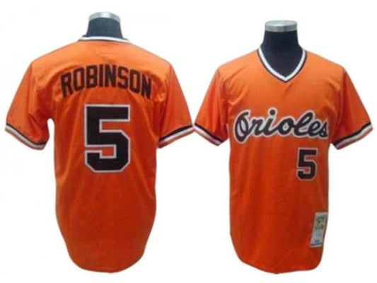 Baltimore Orioles #5 Brooks Robinson Orange Throwback Custom Jersey by My Store