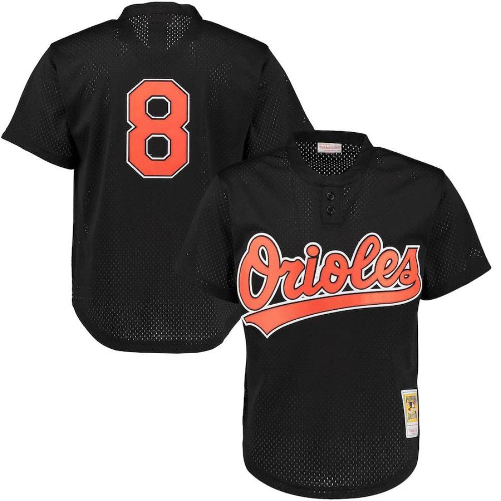 Baltimore Orioles #8 Cal Ripken Jr Black Throwback Mesh Pullover Jersey by My Store