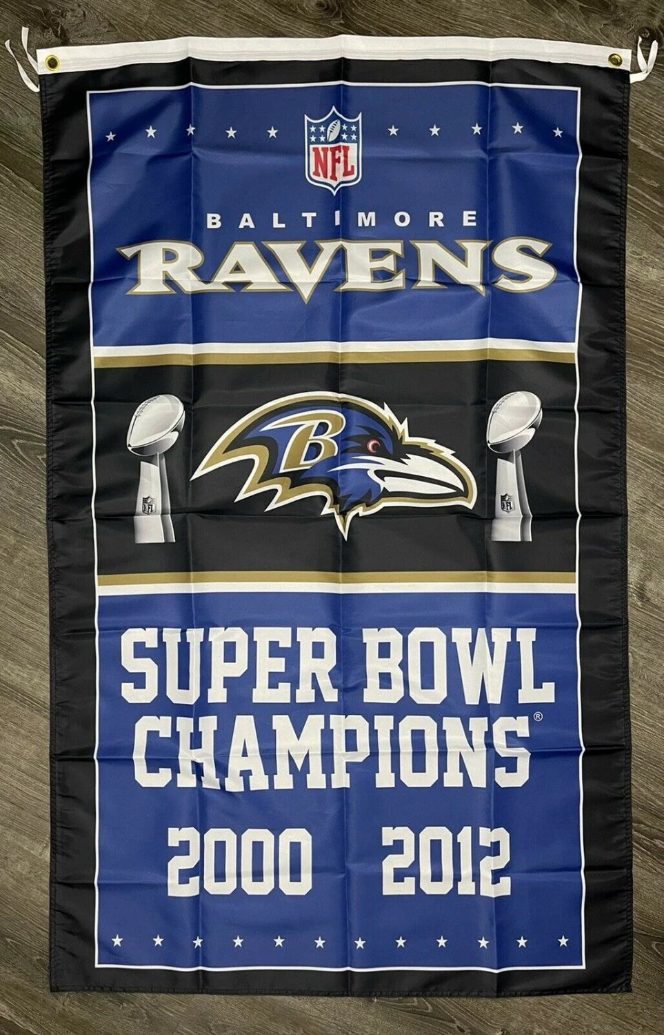 Baltimore Ravens Super Bowl Championship Flag 3x5 ft BLUE Banner Man-Cave by flagsjustdoit