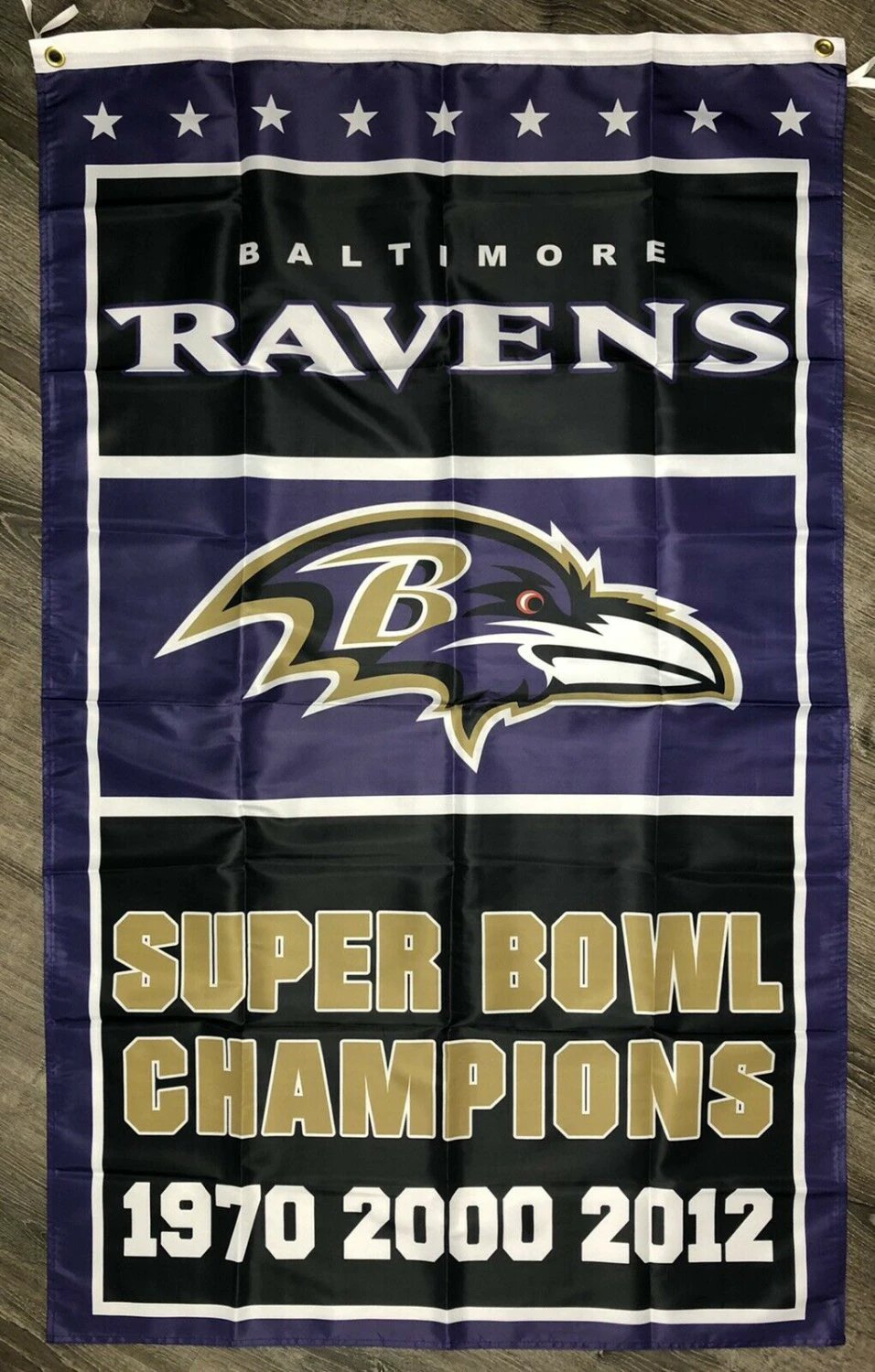 Baltimore Ravens Vertical Super Bowl Championship Flag 3x5 ft Sports Banner Man-Cave by flagsjustdoit