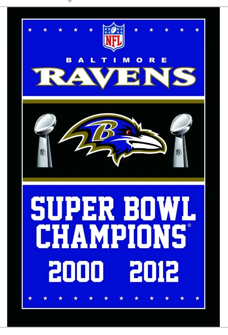 Baltimore Ravens Flag-3x5FT NFL Banner-100% polyester-gloves-champions-super bowl by flagsshop