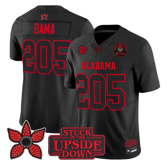 Bama Jersey #205 Alabama Crimson Stranger Things 2025 Rose Bowl Patch Stitched by My Store NCAA Football Jerseys