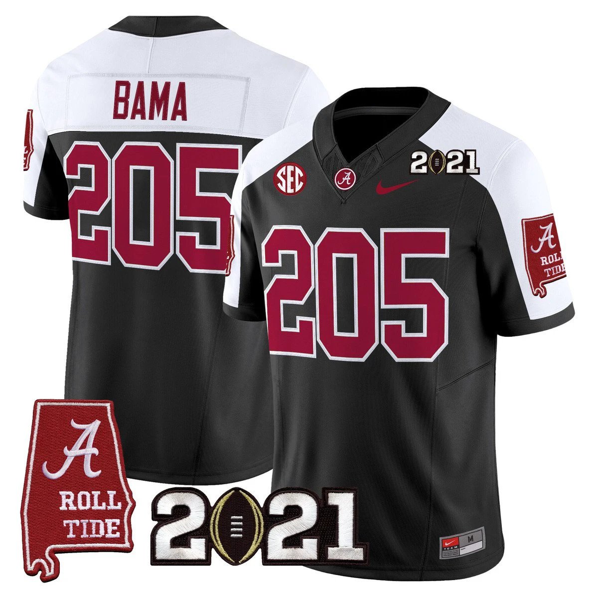 Bama Jersey #205 Alabama 2021 CFP National Championship Alabama Map by My Store NCAA Football Jerseys