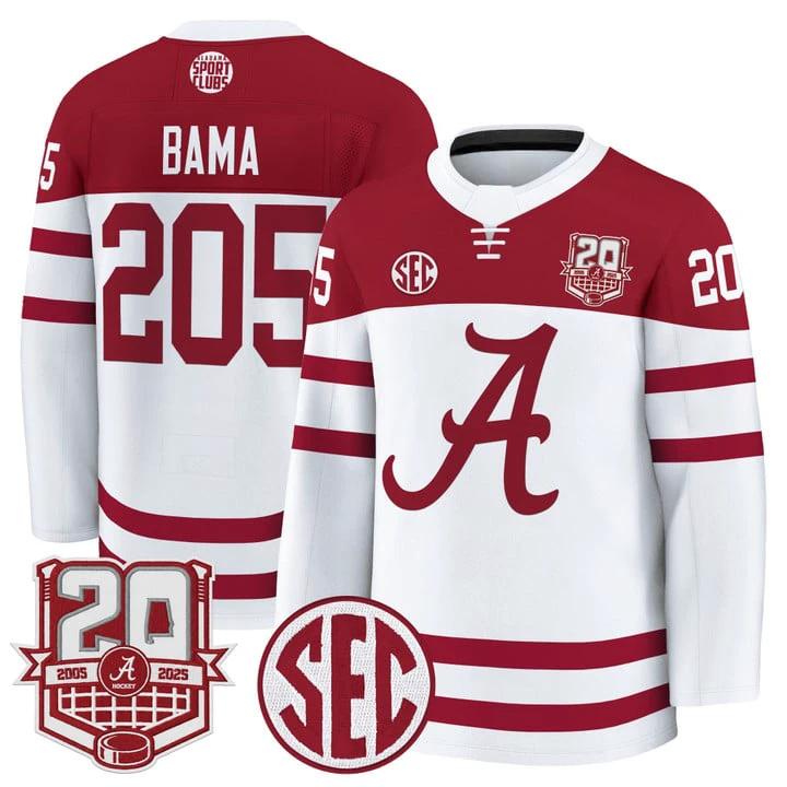 Bama Jersey #205 Alabama Crimson Tide 2025-26 Premium 20th Anniversary Patch Stitched by Hockey David