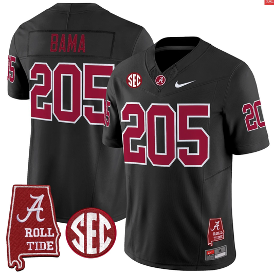 Bama Jersey #205 Alabama Crimson Throwback Alabama Map Stitched by My Store NCAA Football Jerseys