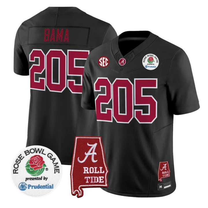 Bama Jersey #205 Alabama Crimson Tide 2026 Rose Bowl Patch Stitched by My Store NCAA Football Jerseys