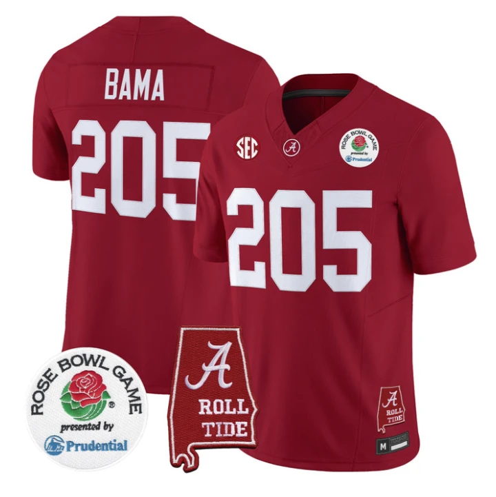 Bama Jersey #205 Alabama Crimson Tide 2026 Rose Bowl Patch Stitched by My Store NCAA Football Jerseys