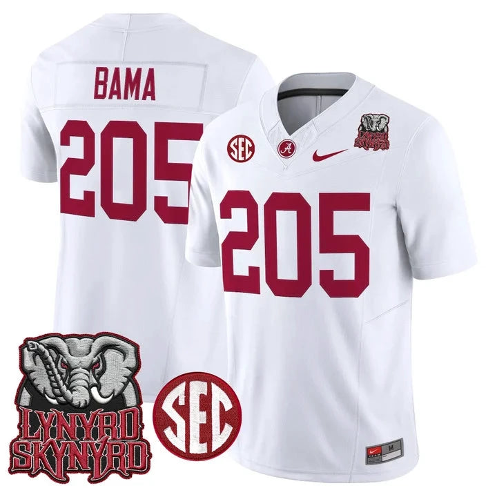 Bama Jersey #205 Alabama Crimson Tide Lynyrd Skynyrd Patch Stitched by My Store NCAA Football Jerseys