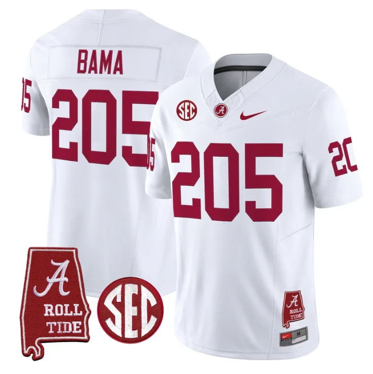 Bama Jersey #205 Alabama Crimson Tide Throwback Map Stitched by My Store NCAA Football Jerseys