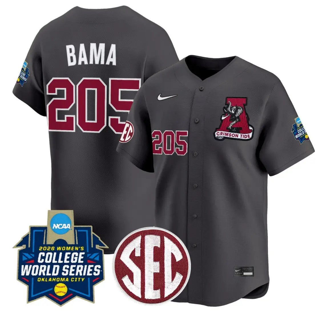 Bama Jersey #205 Alabama Softball 2026 World Series Stitched by My Store