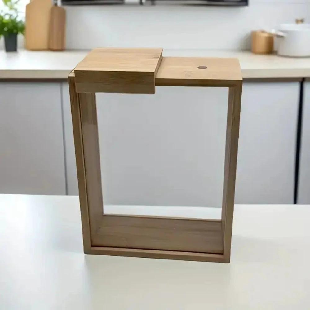 Sliding Bamboo Wood Pasta Grain Storage Container by Casa & Beyond