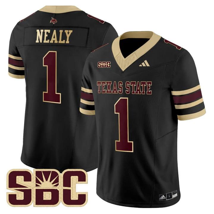 Barrick Nealy Jersey #1 Texas State Bobcats 2025 Limited Stitched by My Store NCAA Football Jerseys