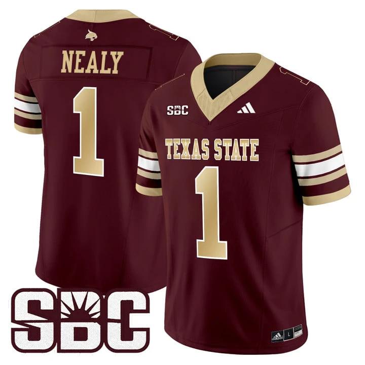 Barrick Nealy Jersey #1 Texas State Bobcats 2025 Limited Stitched by My Store NCAA Football Jerseys