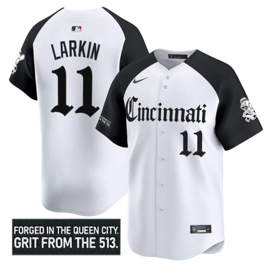 Barry Larkin Jersey #11 Cincinnati Reds Gothic Queen City Edition Alternate by My Store