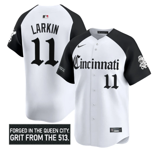 Barry Larkin Jersey #11 Cincinnati Reds Gothic Queen City Edition Stitched by My Store