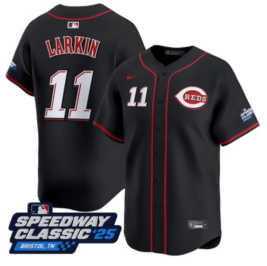Barry Larkin Jersey #11 Cincinnati Reds Speedway Classic Stitched Black by My Store