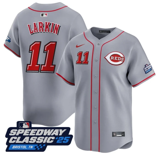 Barry Larkin Jersey #11 Cincinnati Reds Speedway Classic Stitched Gray by My Store