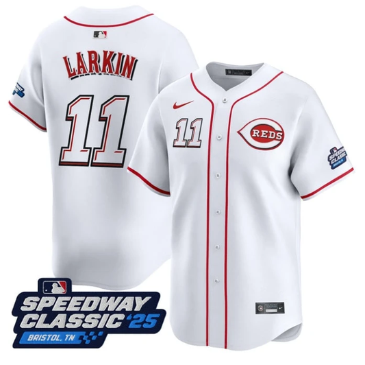 Barry Larkin Jersey #11 Cincinnati Reds Speedway Classic Stitched White by My Store